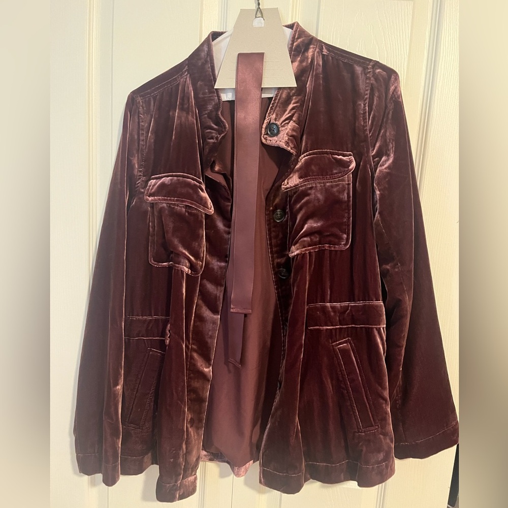 Loft maroon velvet jacket size XS